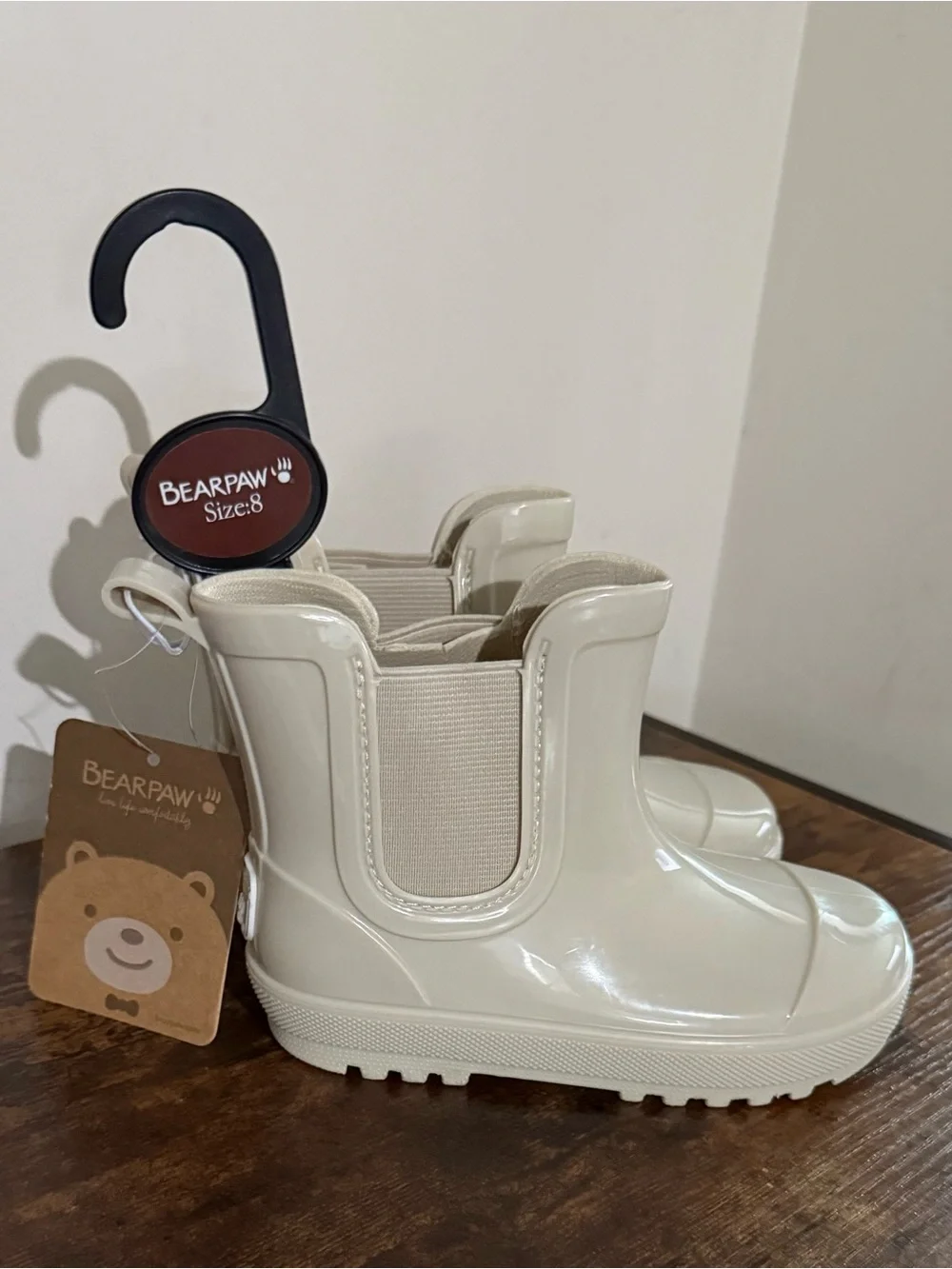 BearPaw Kids Cream Gloss Chelsea Rain Boots